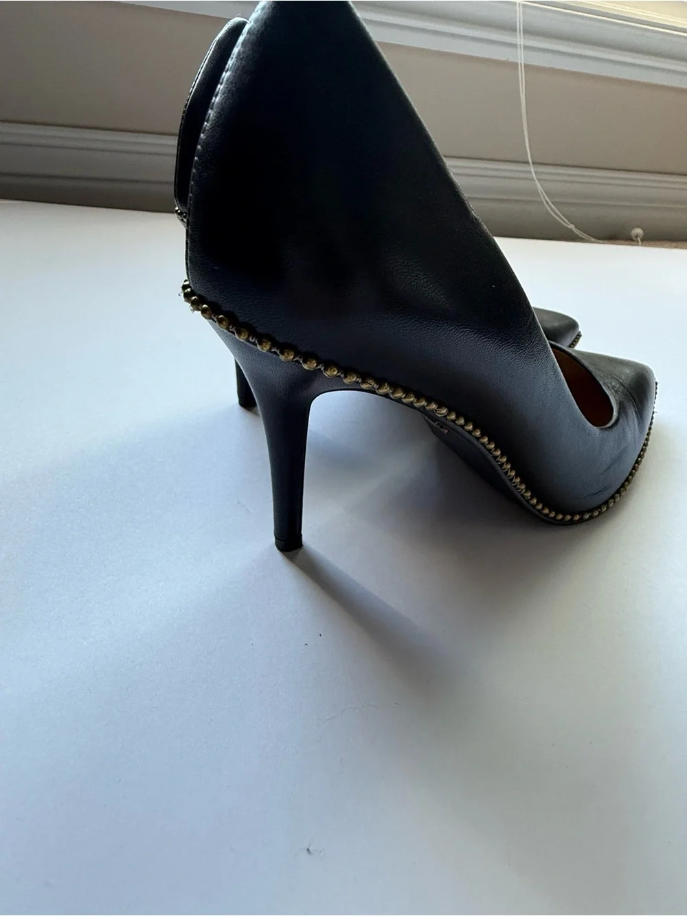 Coach Black Pointed Toe Stud-Trim Women's Flats